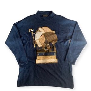 holiday sweater Christmas sweater vintage grandma sweater with Santa